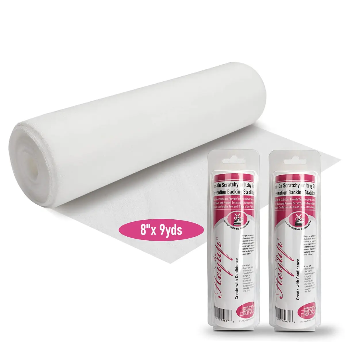 HEYUP Iron on Embroidery Stabilizer 8" x 9 Yd | Soft Touch Backing for Sensitive Skin - main product image