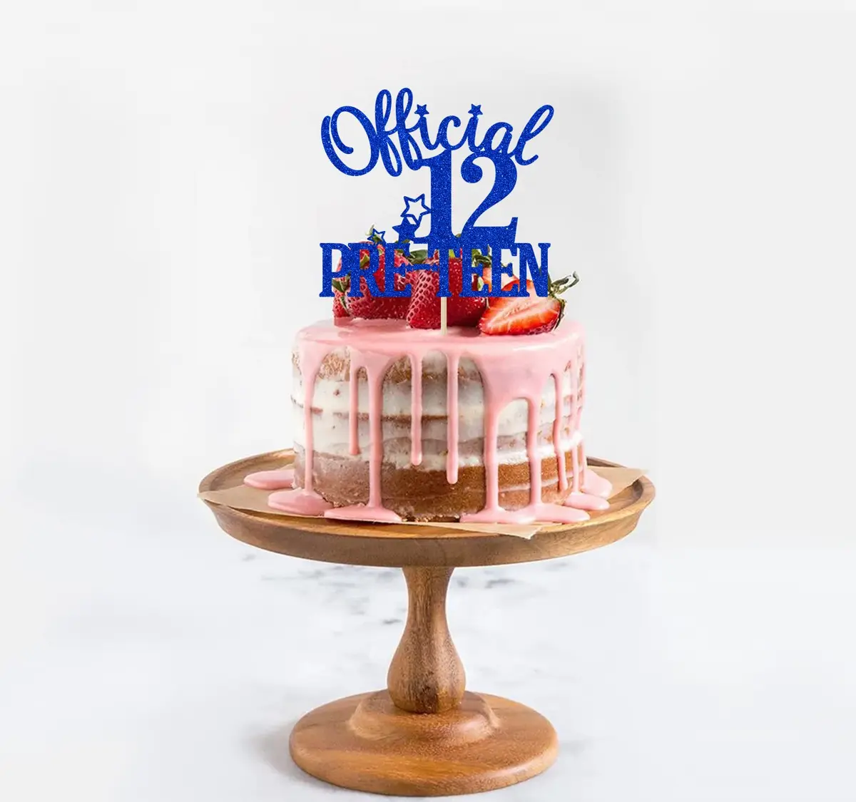 Nettuao Blue Glitter 12th Birthday Cake Topper | Premium Glitter Cardboard & Wooden Stick (1 Count) - view 4