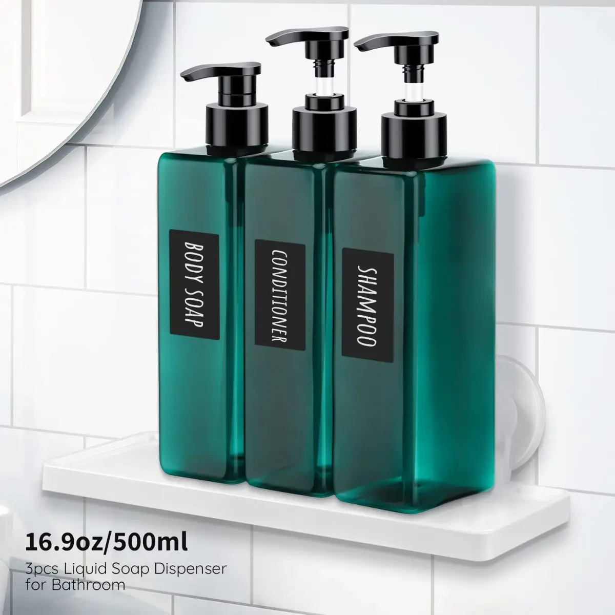 Segbeauty 3-Piece 500ml Pump Dispenser Set | Leak-Proof & Refillable for Bathroom & Travel - view 7