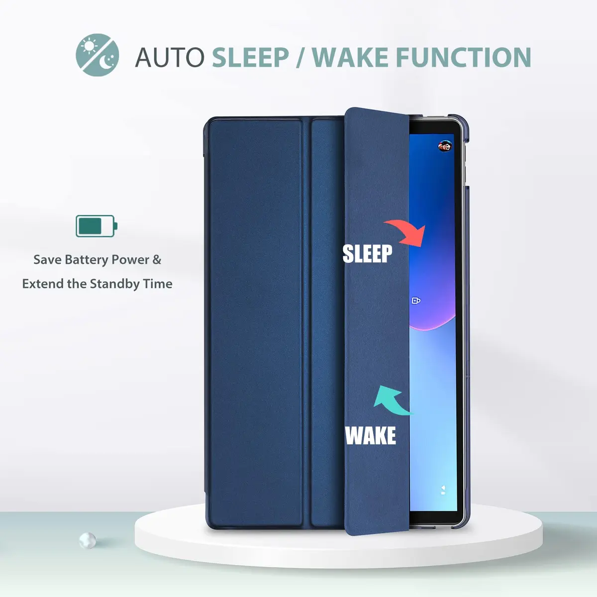 ProCase Slim Stand Case for Lenovo Tab M10 Plus 3rd Gen 10.6" Navy | Auto Sleep Wake & Foldable Stand - view 6