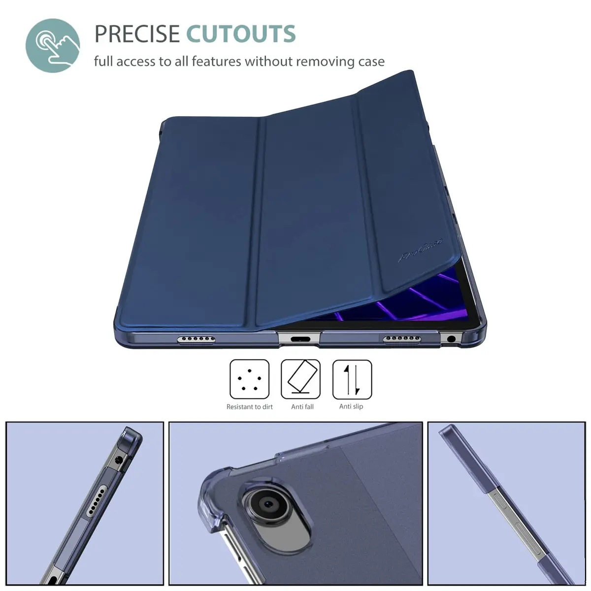 ProCase Slim Stand Case for Lenovo Tab M10 Plus 3rd Gen 10.6" Navy | Auto Sleep Wake & Foldable Stand - view 7