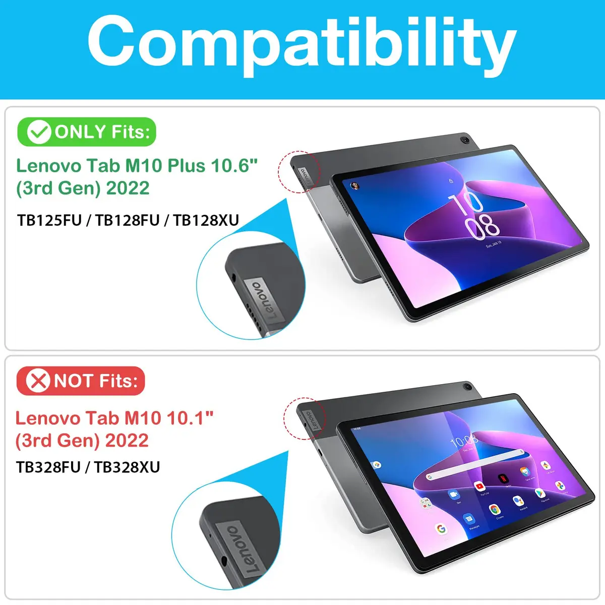 ProCase Slim Stand Case for Lenovo Tab M10 Plus 3rd Gen 10.6" Navy | Auto Sleep Wake & Foldable Stand - view 3