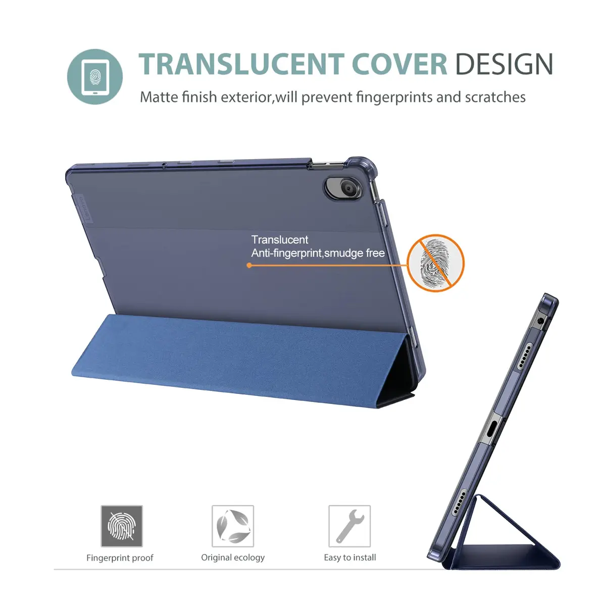 ProCase Slim Stand Case for Lenovo Tab M10 Plus 3rd Gen 10.6" Navy | Auto Sleep Wake & Foldable Stand - view 4