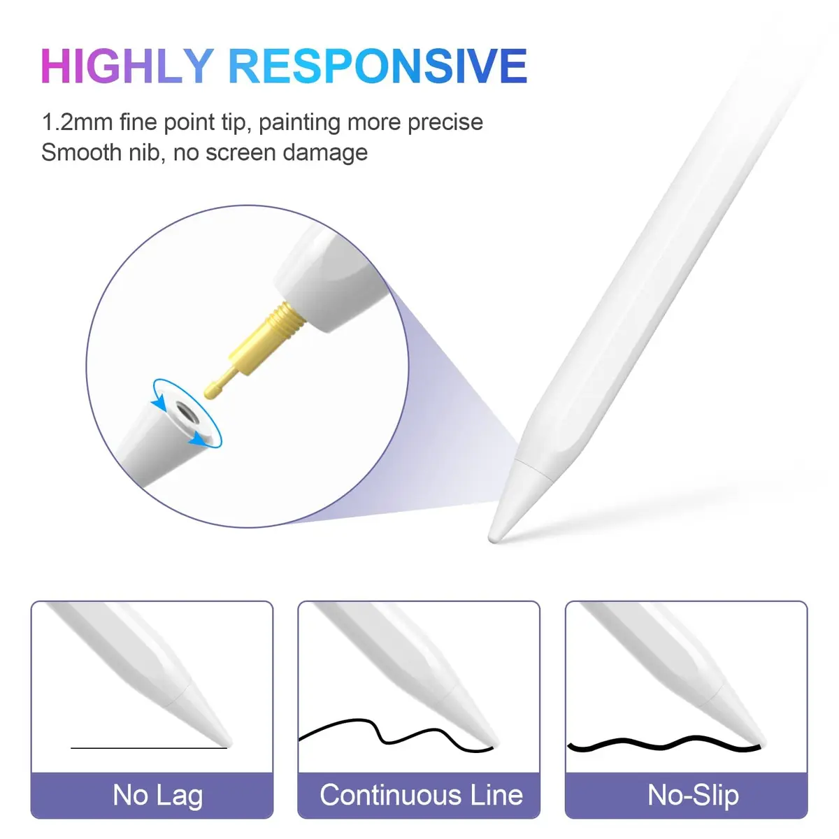 COO Stylus Pen for iPad 10th/9th/8th/7th/6th Gen, Pro 12.9/11, Air 5/4/3, Mini 6/5 | Palm Rejection & Fast Charge - view 4