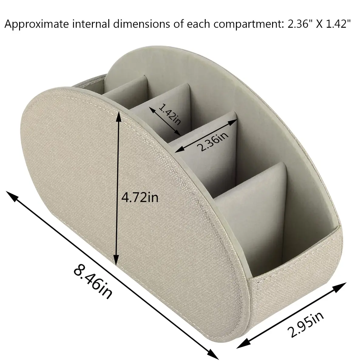 RHCSZ Remote Control Holder 22cm (8.5in) | Classic Cream 5-Compartment Organizer Box - view 4