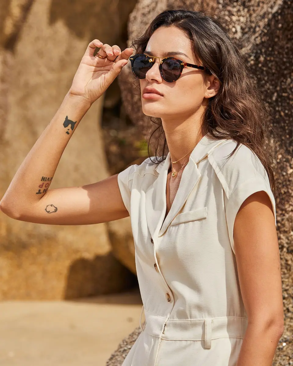 CARFIA Small Acetate Polarized Sunglasses for Women UV Protection, Retro Double Bridge Eyewear Metal Brow Round Sunnies - view 5