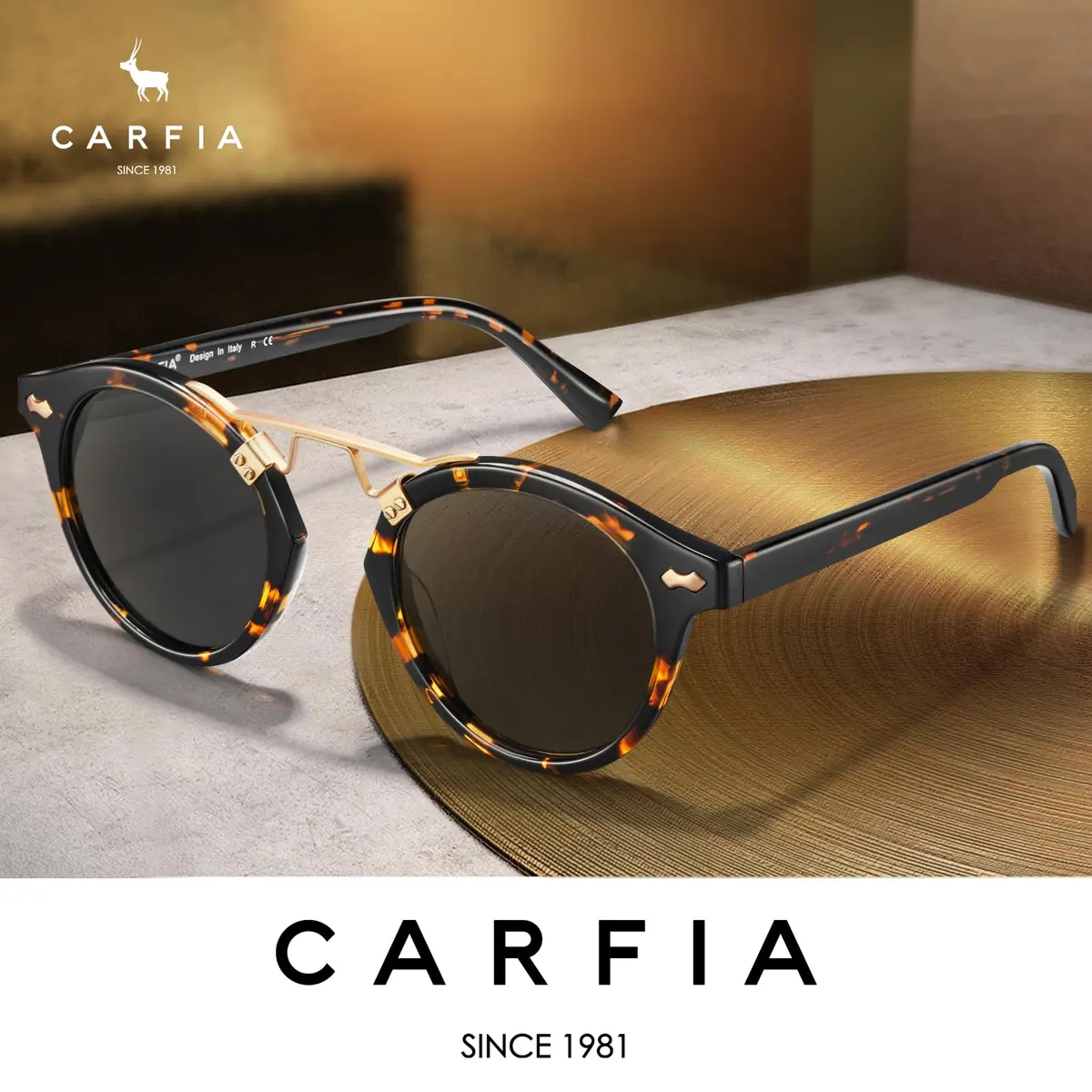 CARFIA Small Acetate Polarized Sunglasses for Women UV Protection, Retro Double Bridge Eyewear Metal Brow Round Sunnies - view 6
