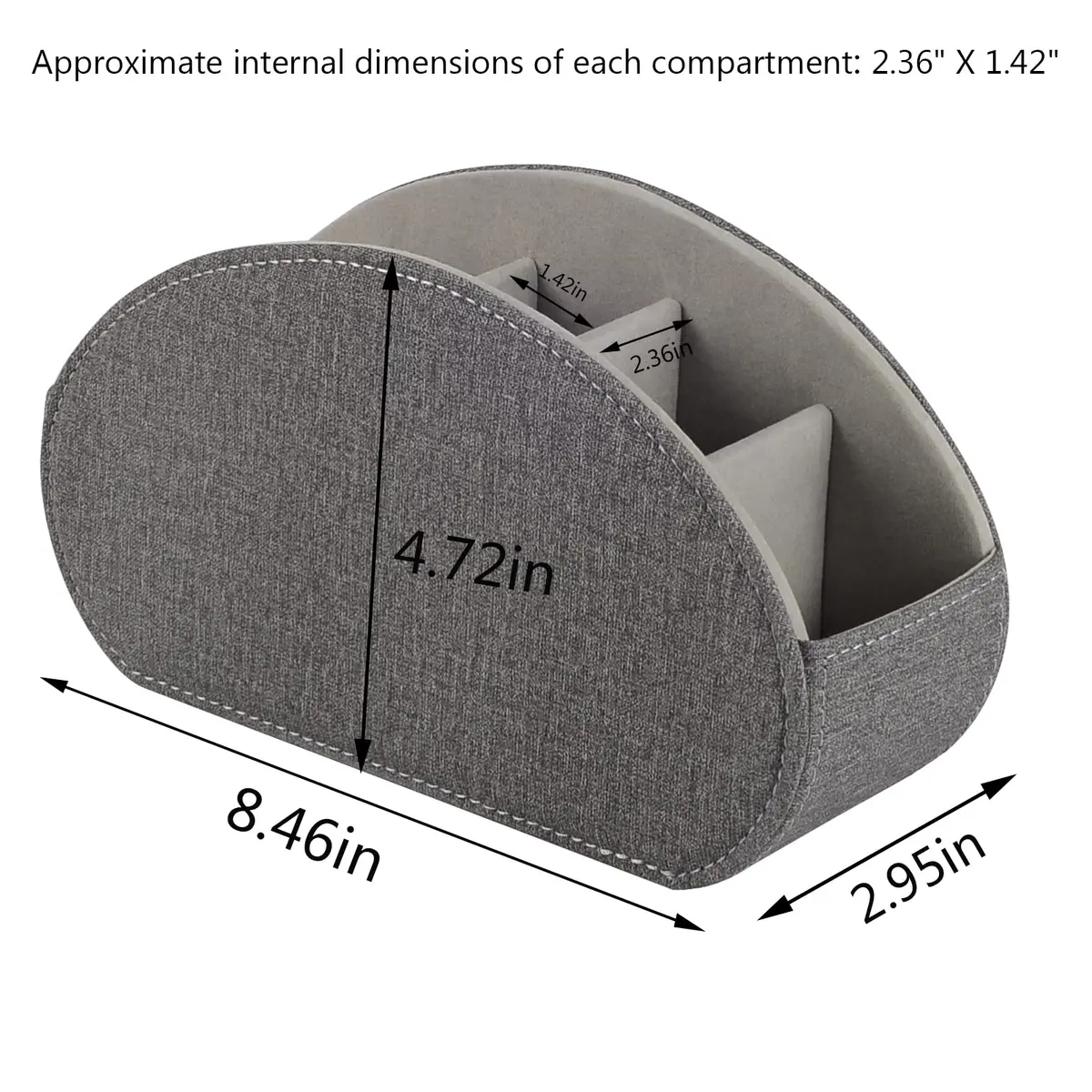RHCSZ Remote Control Holder Grey 21.5cm (8.46in) | 5 Compartment Bedside Organizer - view 5