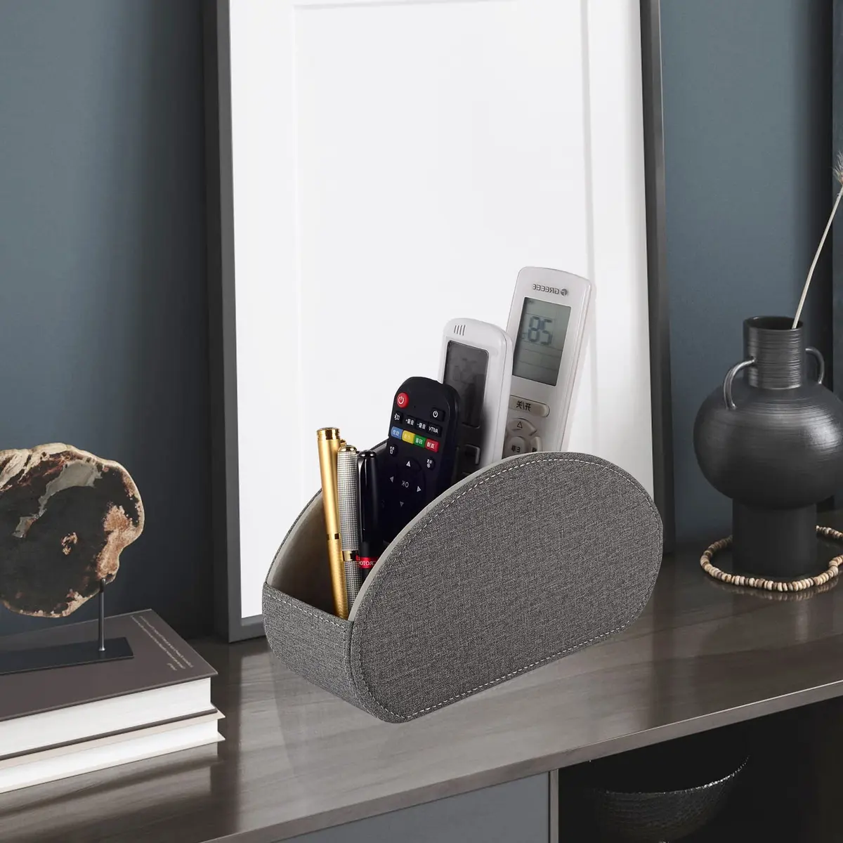 RHCSZ Remote Control Holder Grey 21.5cm (8.46in) | 5 Compartment Bedside Organizer - view 8
