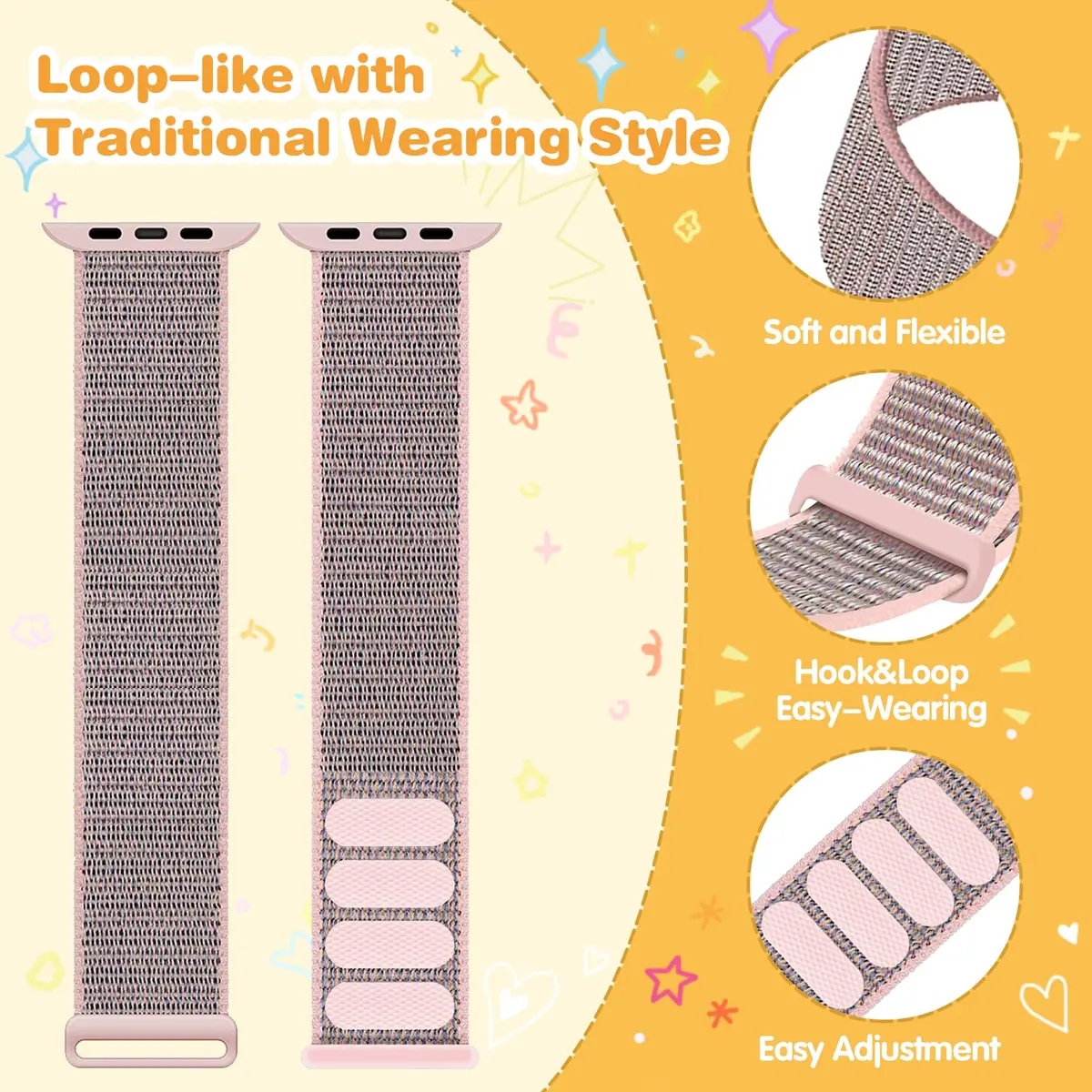 BlackPro Kids Apple Watch Band Breathable Nylon Loop Strap | Soft, Adjustable for Series 9/8/7/6/5/4/3/2/1/SE/SE2 38mm-45mm - view 3
