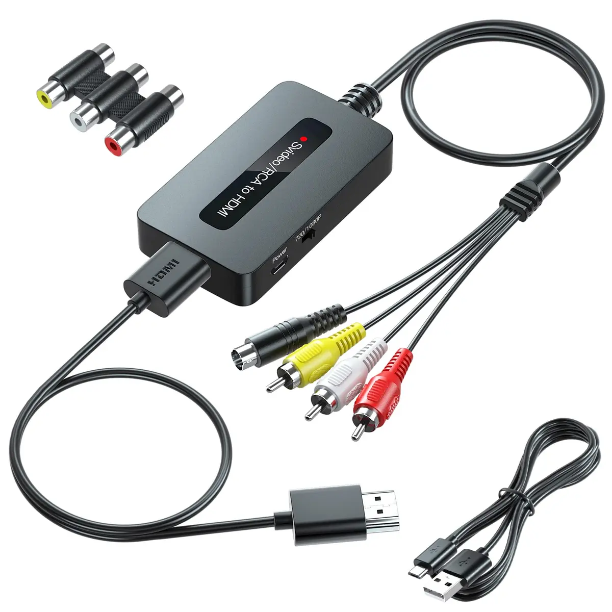Sedytetoc RCA Svideo to HDMI Converter with HD Cable (RCA and Svideo Integrated) | Full HD Upscaling for TV & Projectors - main product image