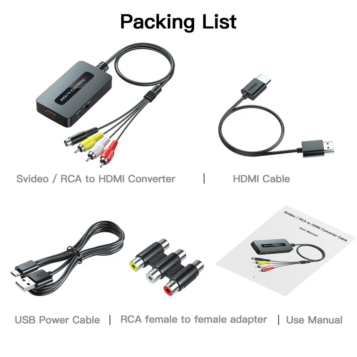 Sedytetoc RCA Svideo to HDMI Converter with HD Cable (RCA and Svideo Integrated) | Full HD Upscaling for TV & Projectors - view 2