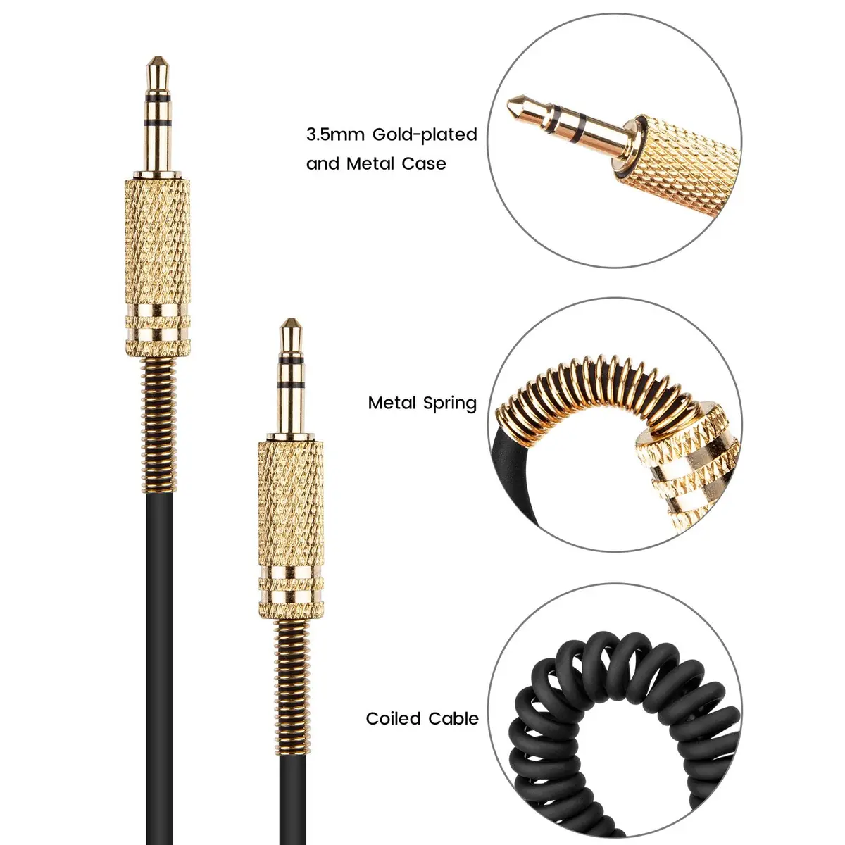 BUTIAO Replacement Aux Extension Cord 3.5mm for Marshall Speakers | Coiled Audio Cable 1m-2.5m - view 7