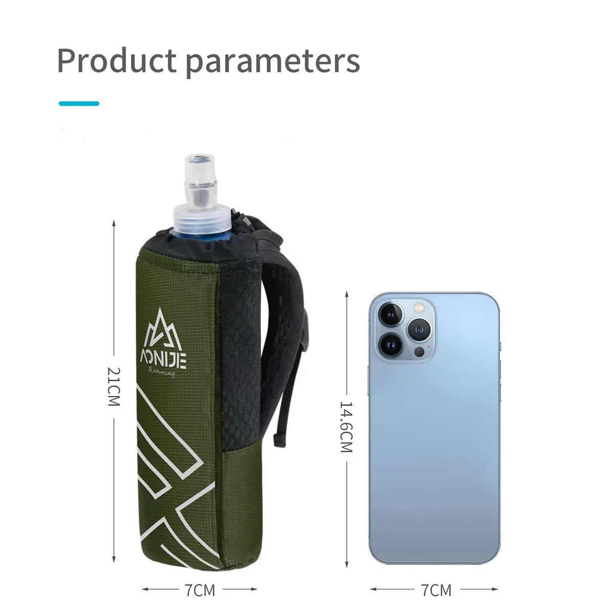 AONIJIE Handheld Hydration Pack with 500ml Soft Flask | Adjustable Strap, Reflective Trim, Multiple Pockets - view 3
