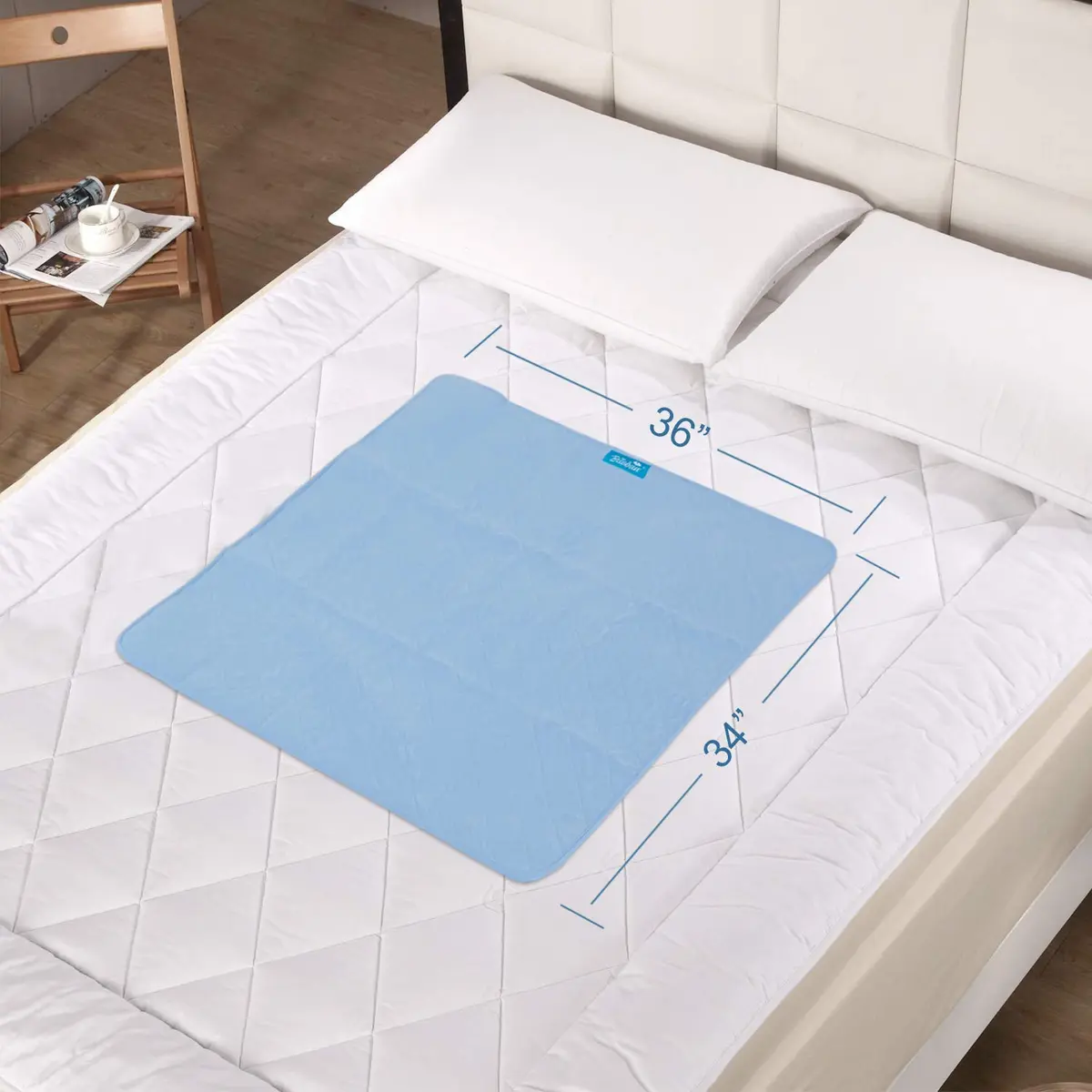 SPRINGSPIRIT Washable Waterproof Bed Pads 36'' x 34'' (2-Pack, Blue) | 4-Layer Protection for Incontinence - view 3