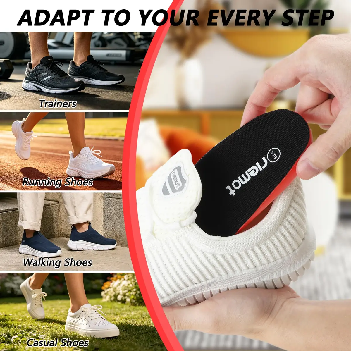 riemot Sports Insoles for Men with PU Cushioning | Full-Length Shoe Inserts for Comfort & Support - view 5