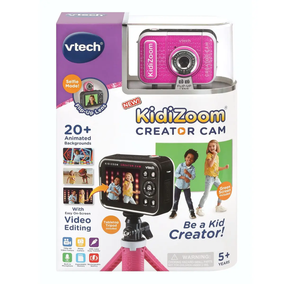 VTech KidiZoom Creator Cam Digital Camera, Glitter Pink 9.1 cm (3.6 in) | HD Video Creation for Kids - view 7