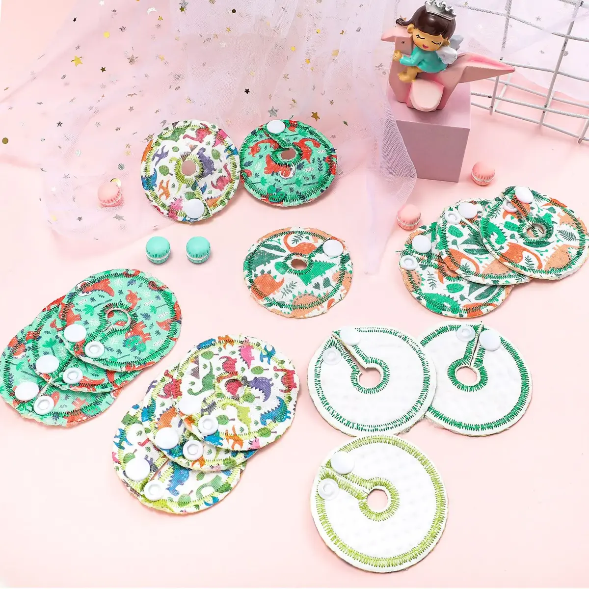 Breling Cotton Feeding Support Pads (24 Count, Dinosaur) | Washable & Skin-Friendly - view 7