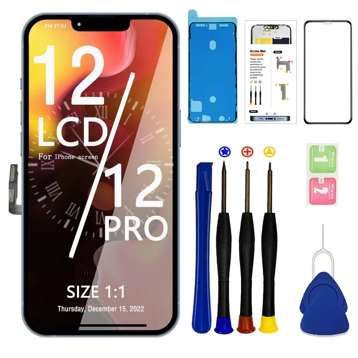 SIMDOG Incell Screen Replacement Kit for iPhone 12/12 Pro 6.1" | Original Brightness & Touch - main product image