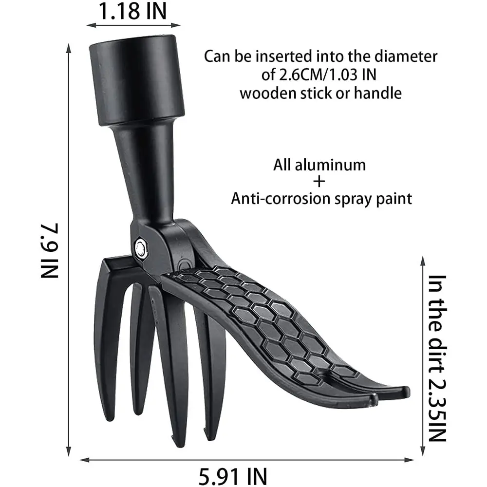 Deashun Stand-Up Weed Picker Head Replacement | Aluminum, Black, 14.5x13.5cm, No Handle - view 7
