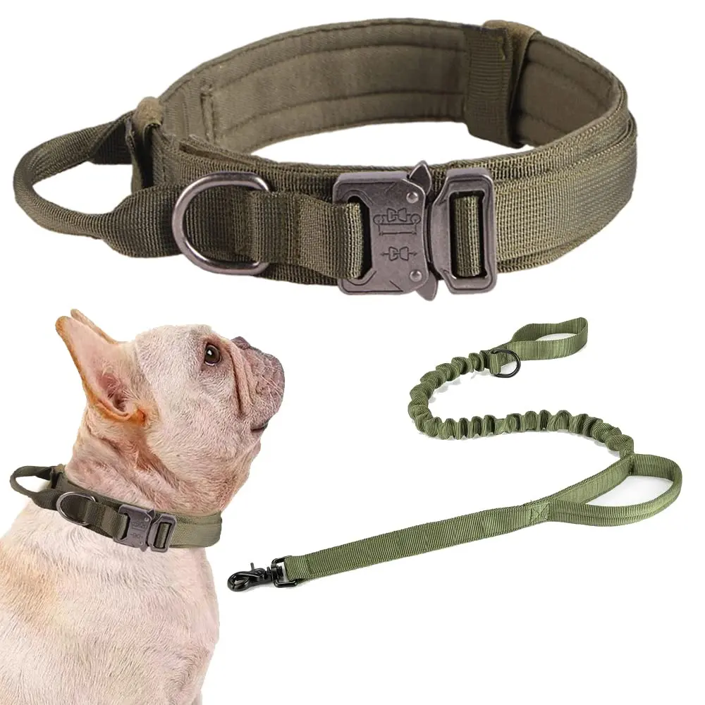 Xqpetlihai Tactical Dog Collar and Leash Set for Large Dogs with Control Handle | Durable Nylon & Metal - main product image