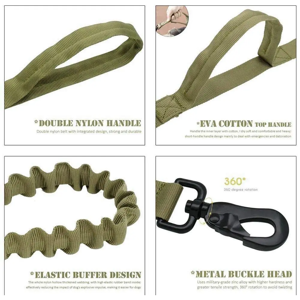 Xqpetlihai Tactical Dog Collar and Leash Set for Large Dogs with Control Handle | Durable Nylon & Metal - view 2