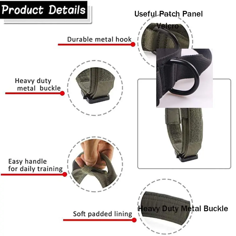 Xqpetlihai Tactical Dog Collar and Leash Set for Large Dogs with Control Handle | Durable Nylon & Metal - view 3