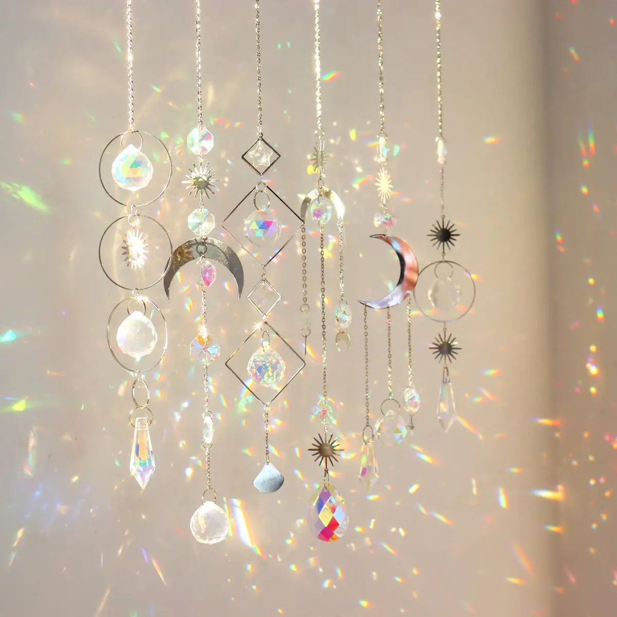 ilclviz 6Pieces Crystal Suncatchers for Window Hanging Sun Catcher with Chain | Rainbow Maker Decor for Home & Garden - main product image