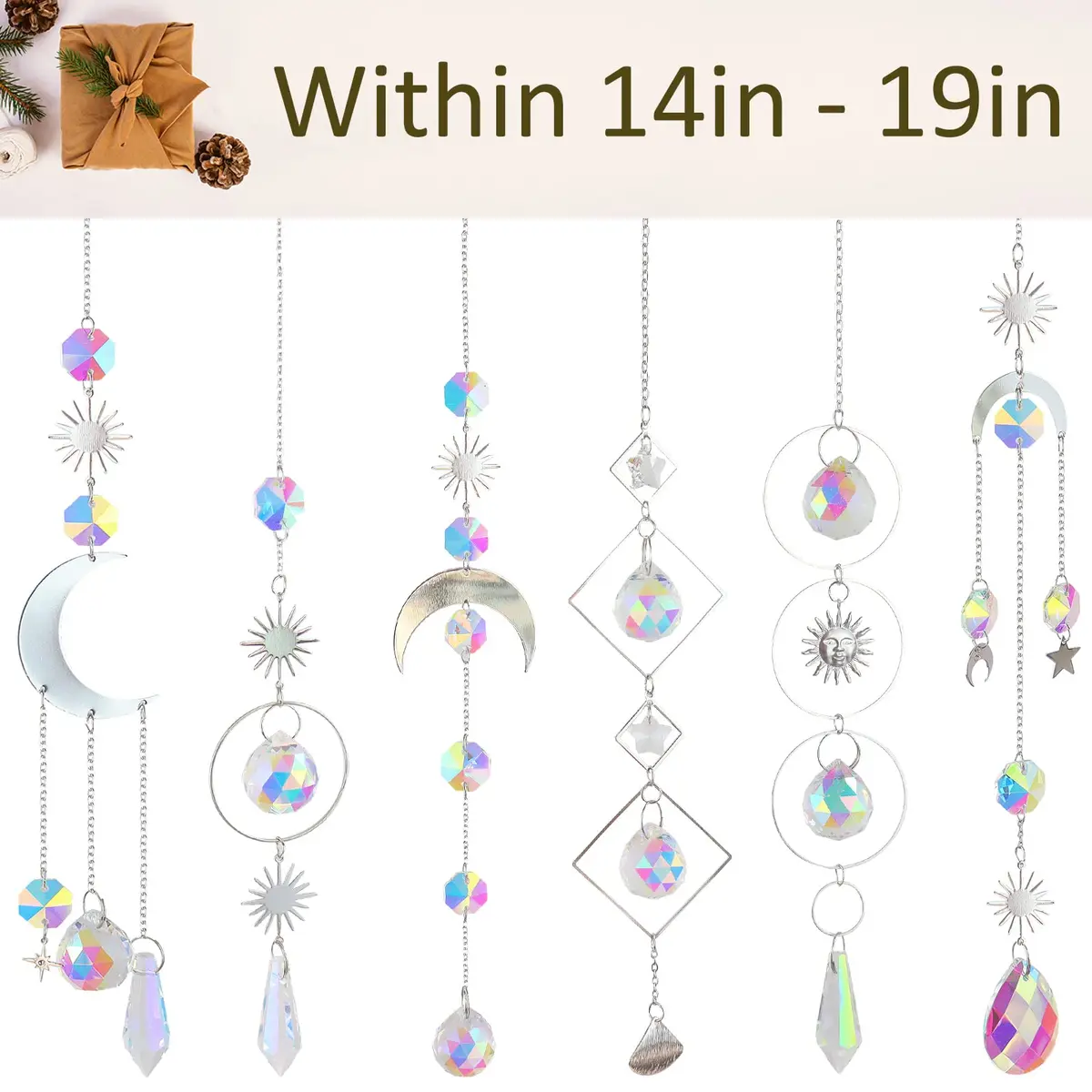 ilclviz 6Pieces Crystal Suncatchers for Window Hanging Sun Catcher with Chain | Rainbow Maker Decor for Home & Garden - view 3