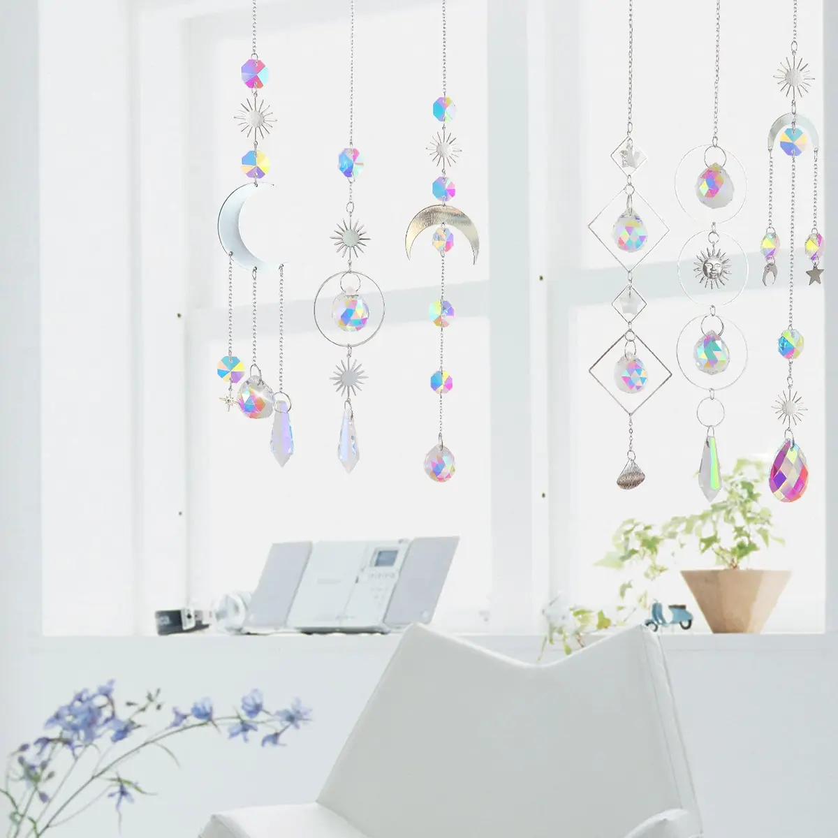 ilclviz 6Pieces Crystal Suncatchers for Window Hanging Sun Catcher with Chain | Rainbow Maker Decor for Home & Garden - view 4
