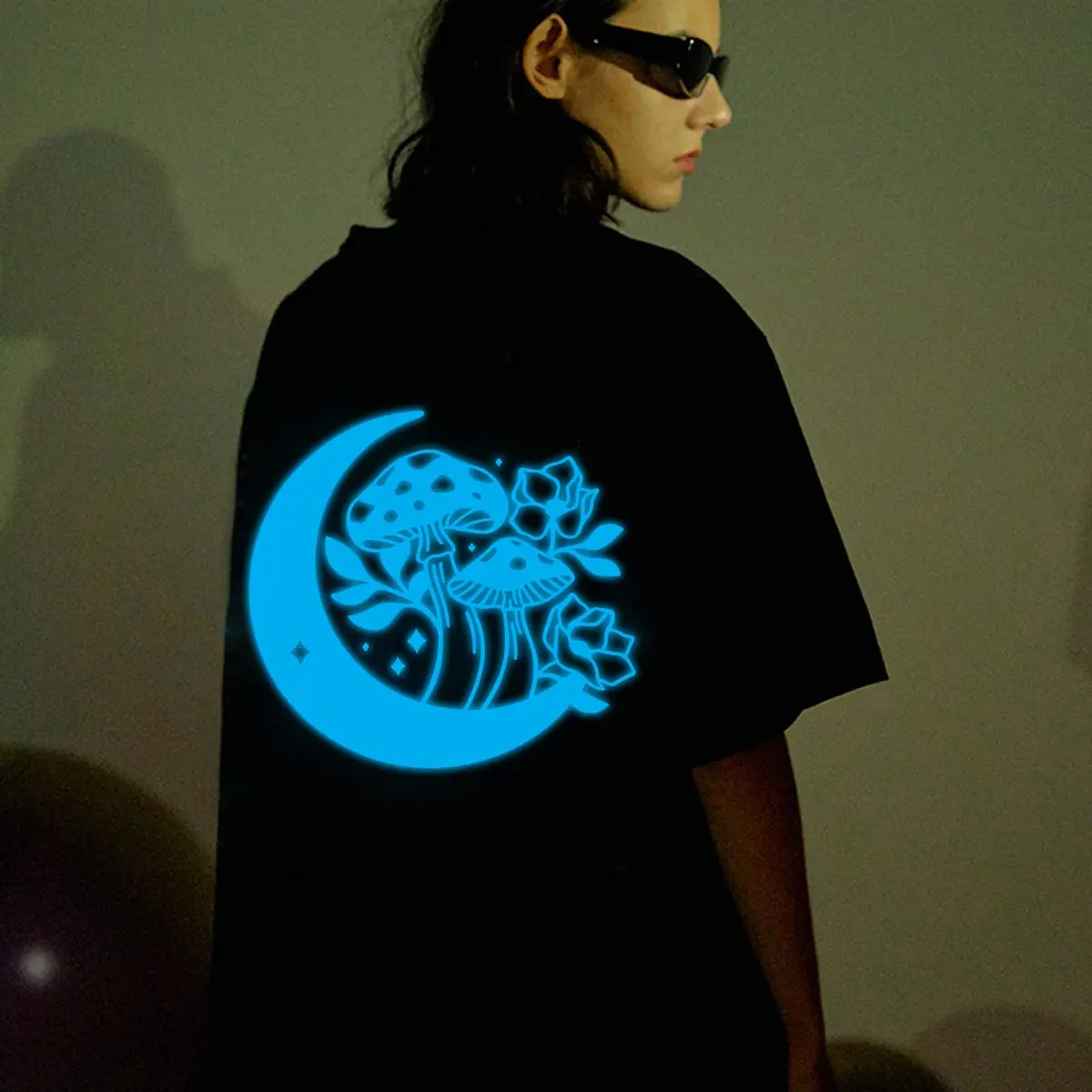 FUNKAKA Glow in The Dark Heat Transfer Vinyl Sapphire Blue 12" x 10ft | Eco-Friendly, Durable Night Glow - view 6
