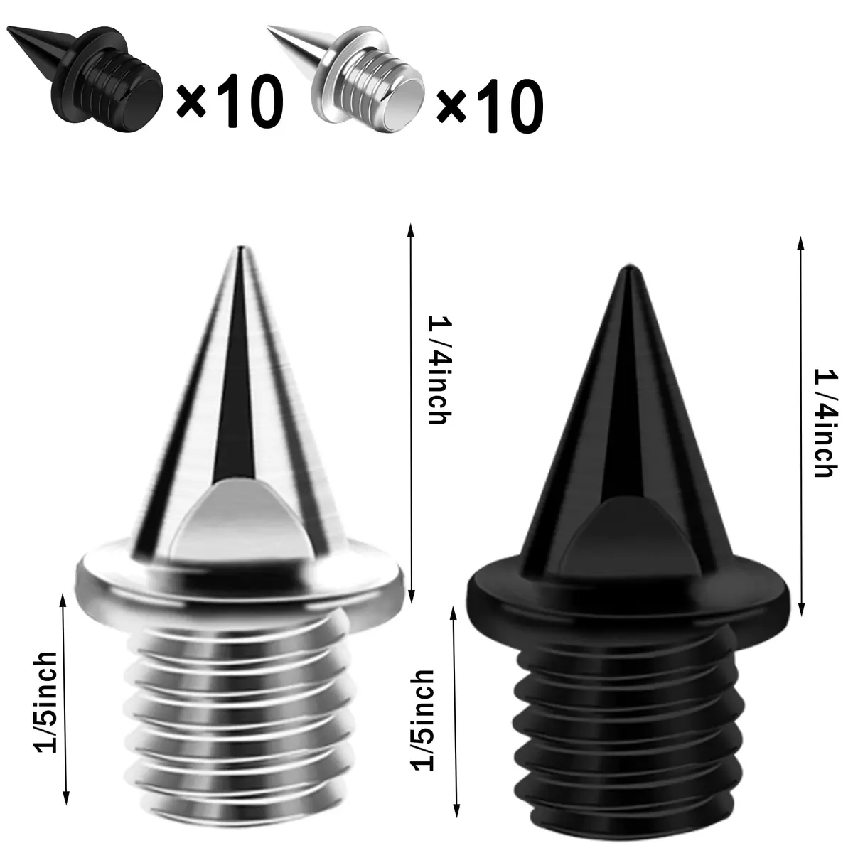 AUGSUN 20pcs 1/4inch Steel Track and Cross Country Spikes | Replacement Spikes for Sprint Shoes - view 2