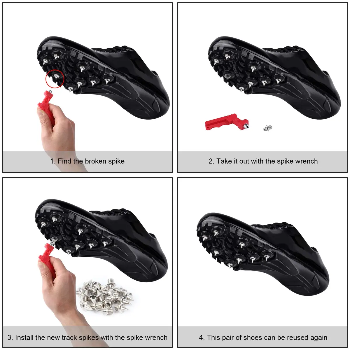 AUGSUN 20pcs 1/4inch Steel Track and Cross Country Spikes | Replacement Spikes for Sprint Shoes - view 4