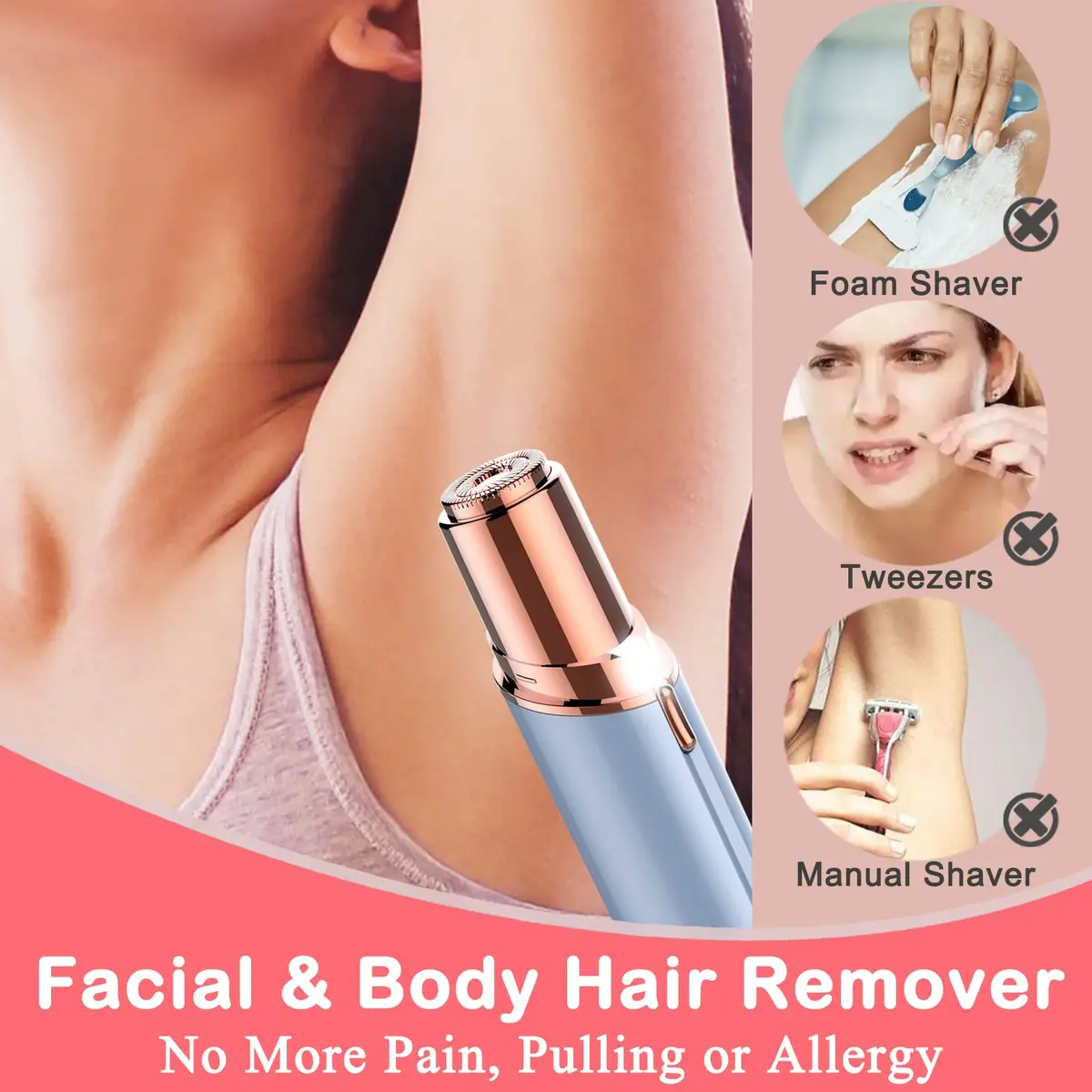 LAIKME Facial Hair Remover, USB Rechargeable, Waterproof, Blue | Gentle & Precise Face & Body Razor - view 2