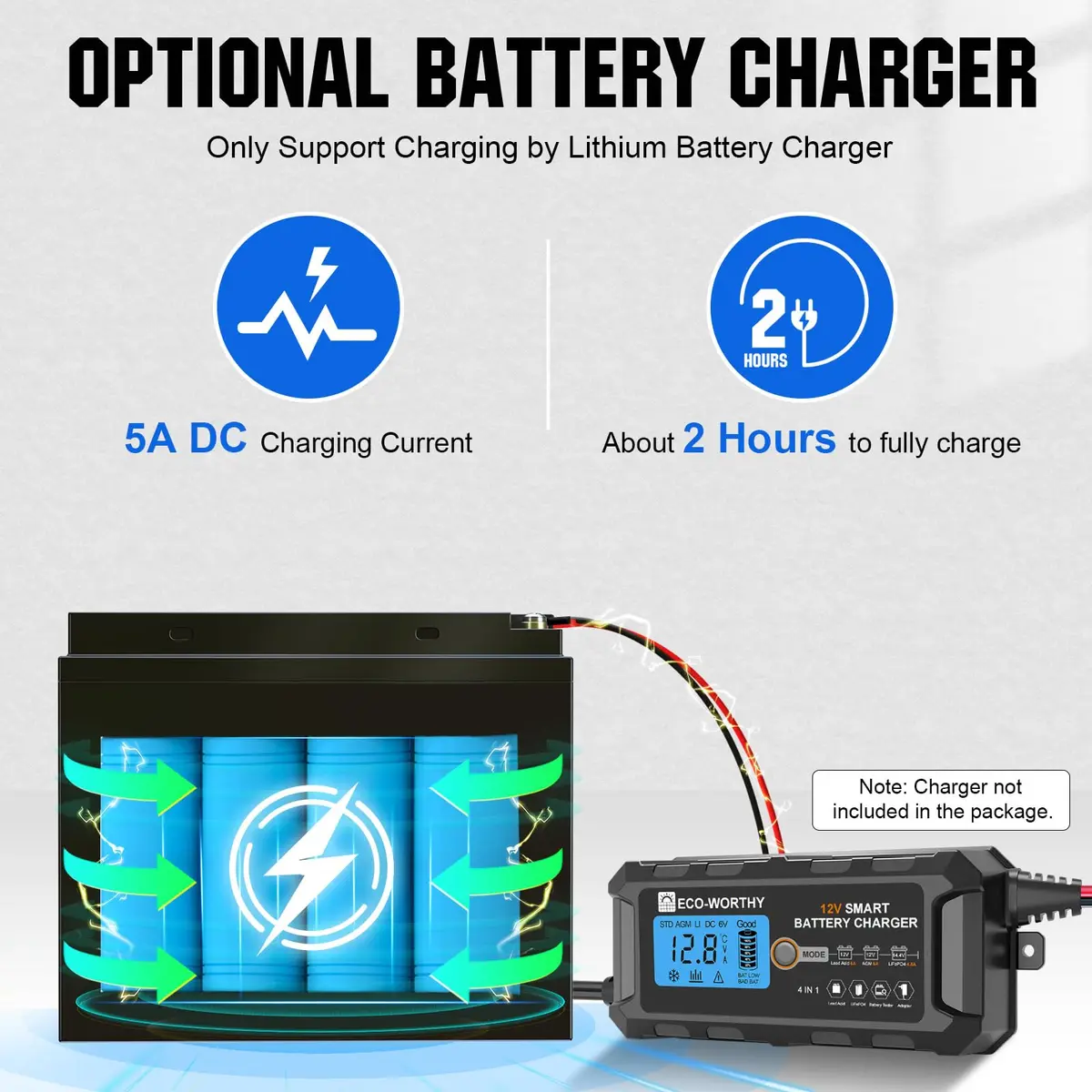 ECO-WORTHY 12V 10Ah Lithium LiFePO4 Deep Cycle Battery | Lightweight, Long-Lasting, BMS Protected - view 4