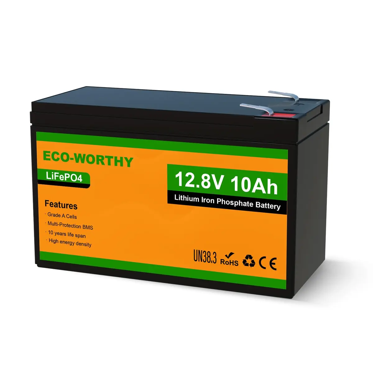 ECO-WORTHY 12V 10Ah Lithium LiFePO4 Deep Cycle Battery | Lightweight, Long-Lasting, BMS Protected - main product image