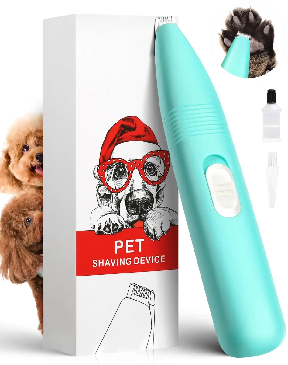 lexflext Dog Paw Trimmer with Detachable Ceramic Blade, Low Noise Pet Hair Shaver for Small Areas (Blue, 65g) - main product image