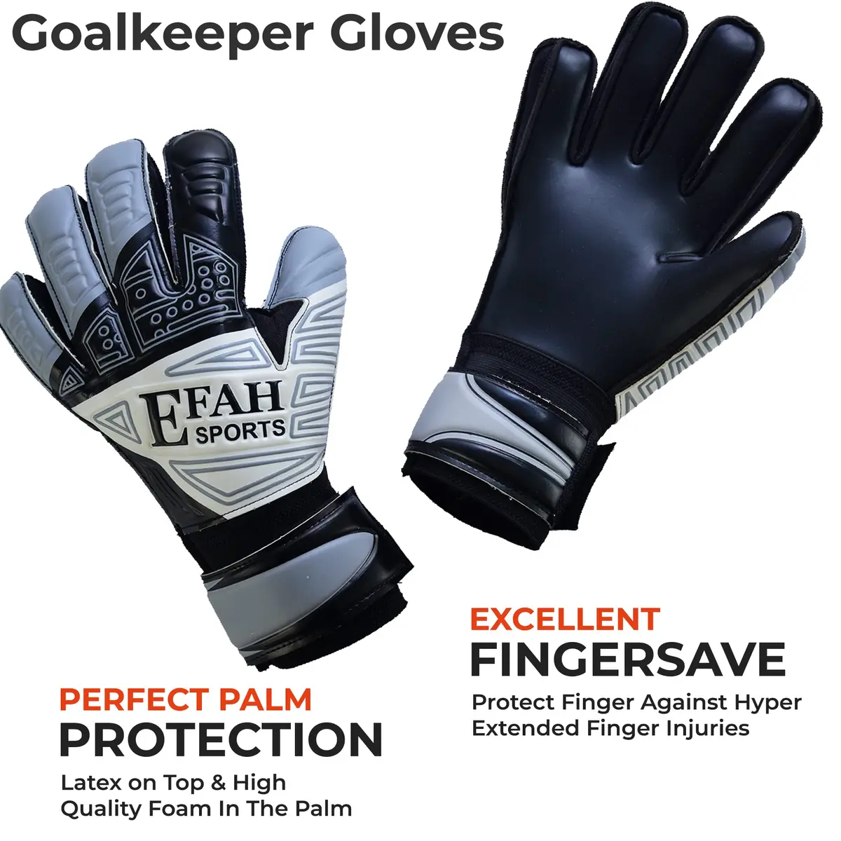 EFAH SPORTS Goalkeeper Gloves Size 7 (228g / 8oz) | Fingersave & Double Wrist Protection for Youth Soccer - view 3