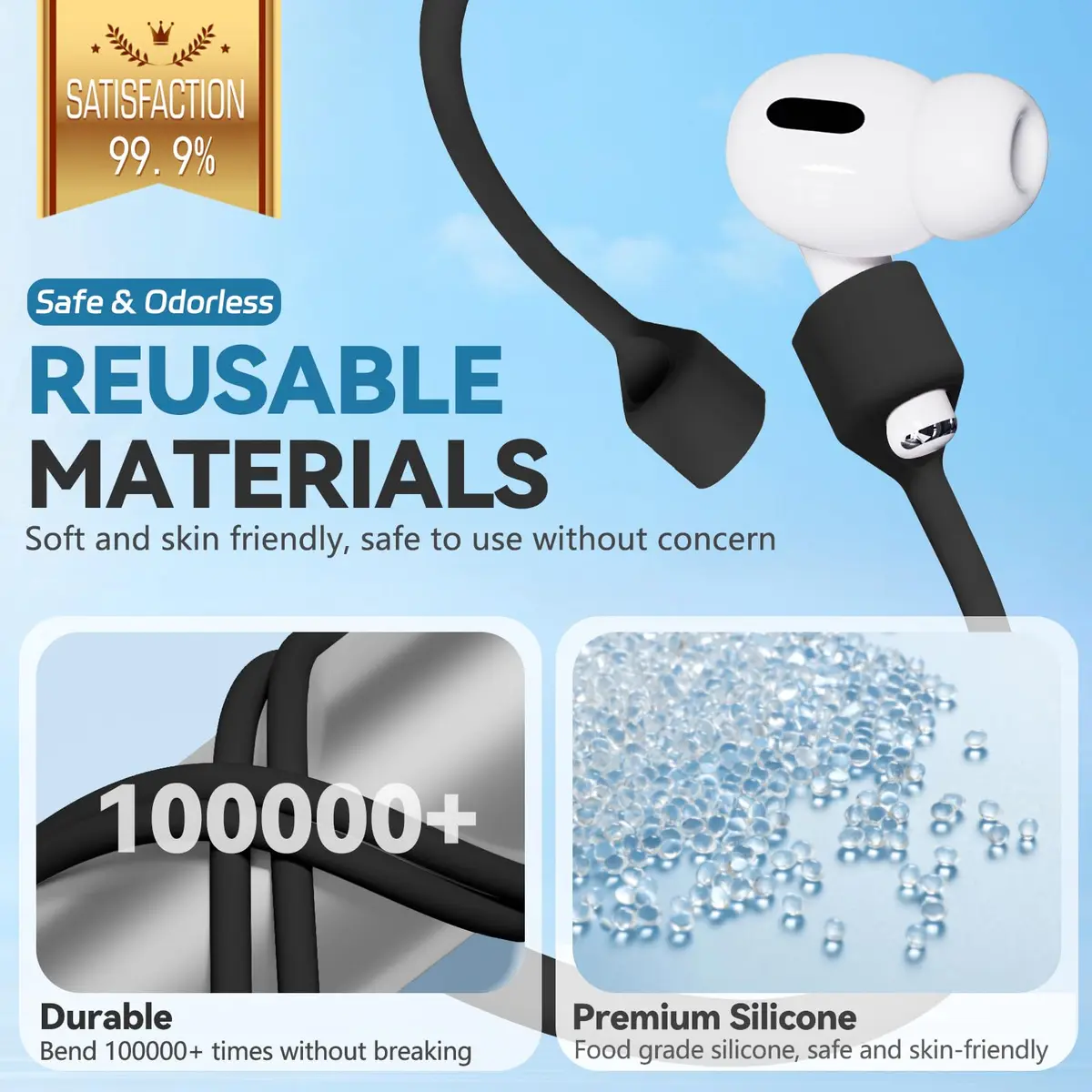 Mooyavia Ultra Strong Magnetic Anti-Lost Strap for AirPods Pro 3rd Gen & 2nd Gen, 5 Pack | Securely Fixes Earbuds During Sports - view 5