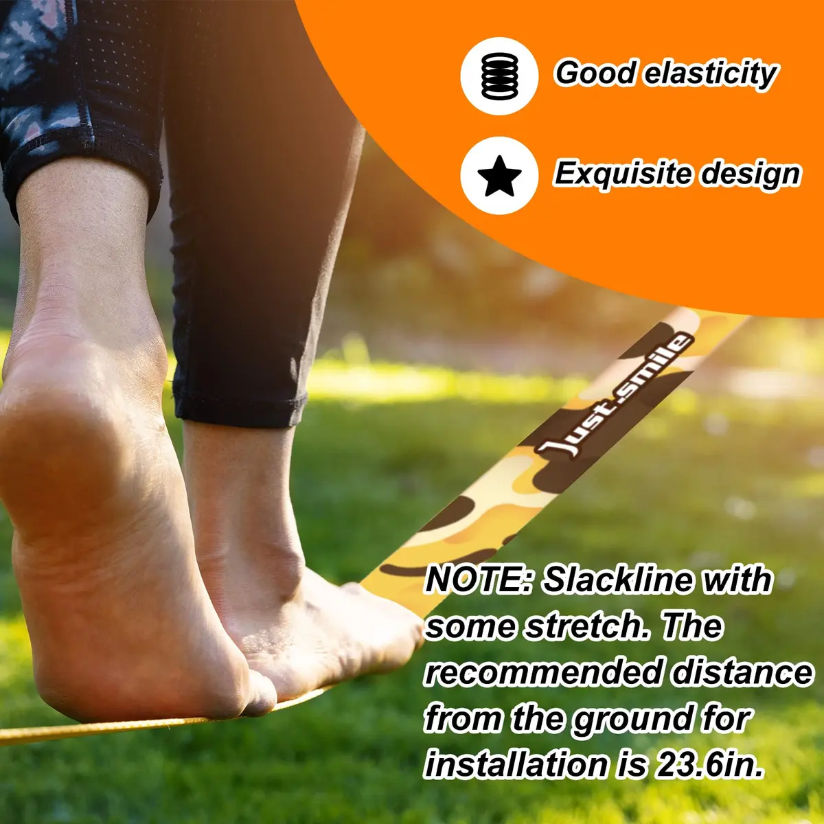 Just.smile Slackline Kit Longer 65ft with Tree Protectors & Carry Bag | Balance & Fun for Kids & Adults - view 5