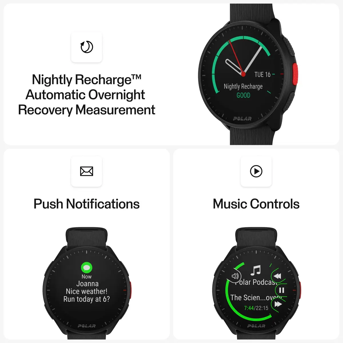POLAR Pacer GPS Smartwatch for Runners | Ultra-Light, Heart Rate & GPS Tracking, Black, S-L - view 9