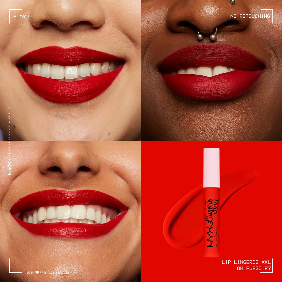 NYX PROFESSIONAL MAKEUP Lip Lingerie XXL Matte Liquid Lipstick On Fuego (Fire Red) 3.8ml (0.13 Fl Oz) | Long-Lasting Matte Finish - view 3
