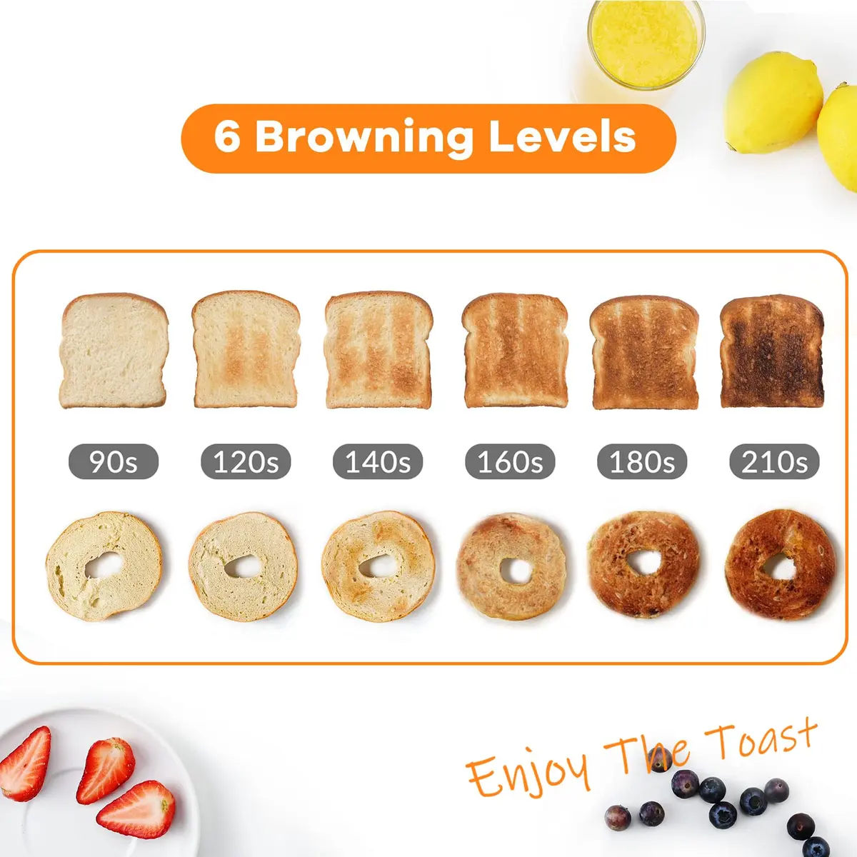 Mecity Toaster 2 Slice Stainless Steel Body | 6 Browning Settings, Timer, Bagel & Defrost Functions - view 3