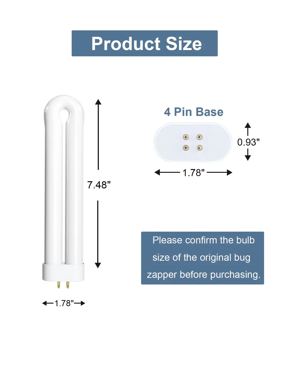 Dichroma Bug Zapper Bulb Replacement 15W U-Shaped UVA 365nm | 7.48 inch (19 cm) Replacement Bulb for Outdoor Bug Zappers - view 2