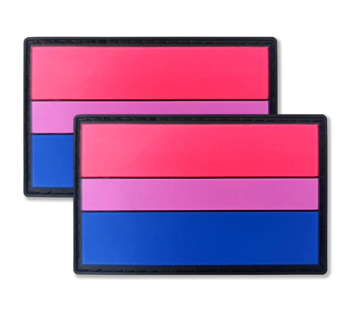QQSD Fabric Applique Patch 2 Pack | PVC Hook & Loop Fastener, 8x5cm, Bi Pride Flag - main product image