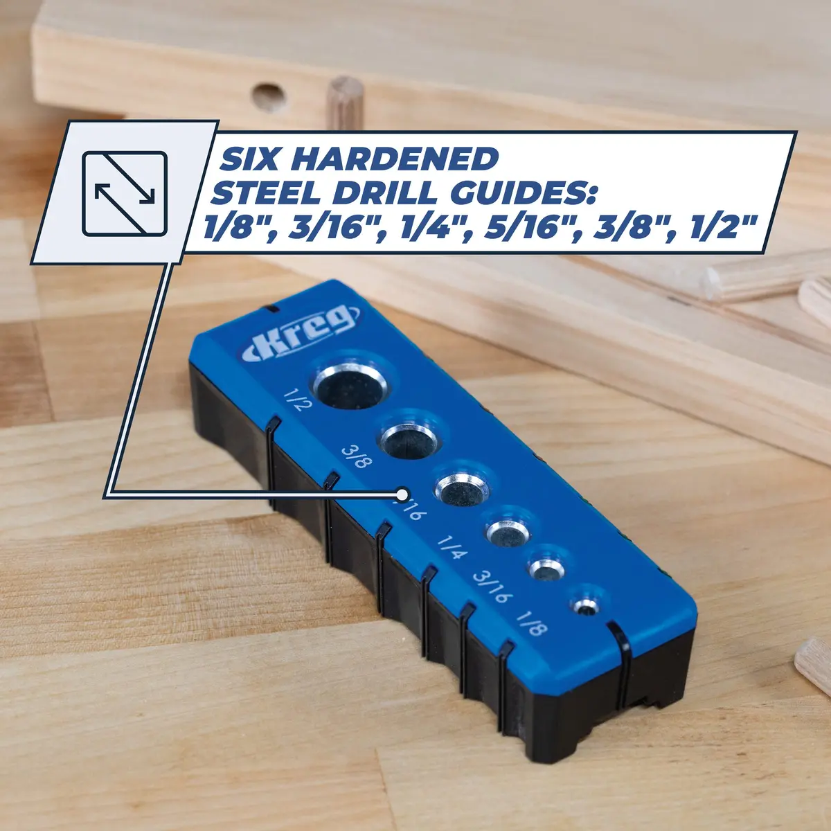 Kreg Portable Drilling Guide with 6 Hardened Steel Guides | Precise, Ergonomic, for Woodworking & Carpentry - view 3