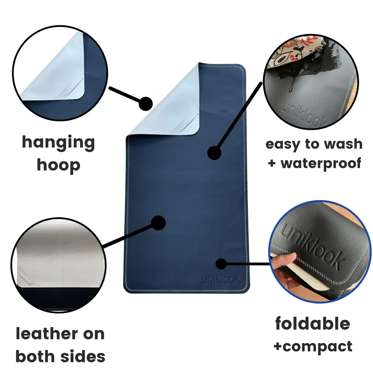 Uniklook Vegan Leather Changing Pad 40cm x 76cm (16"x30") | Waterproof & Wipeable Mat for On-the-Go Diaper Changes - view 2
