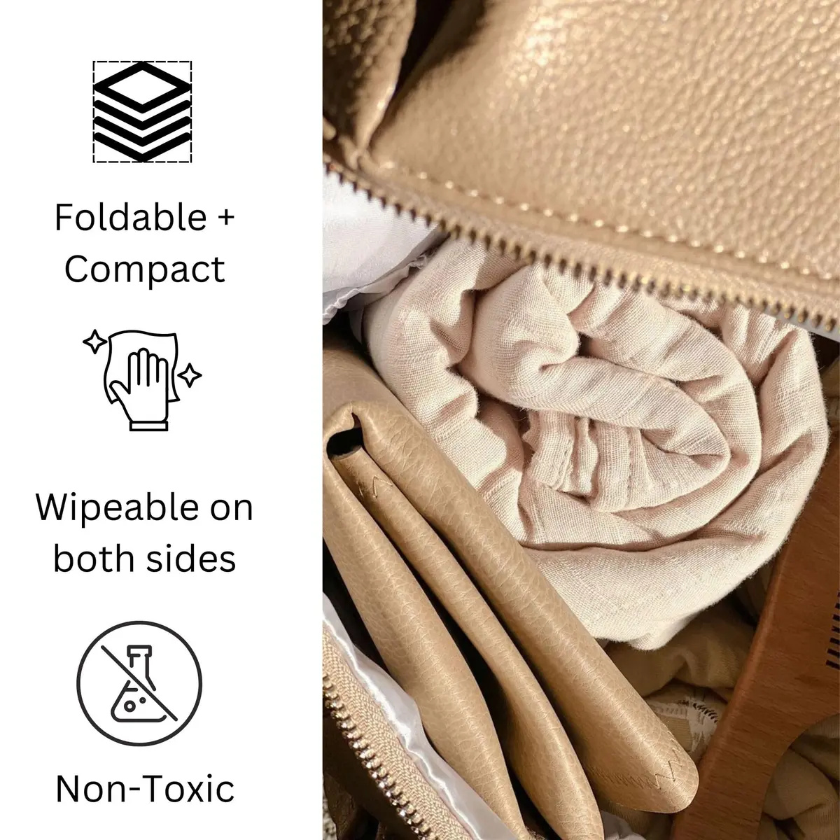 Uniklook Vegan Leather Changing Pad 40cm x 76cm (16"x30") | Waterproof & Wipeable Mat for On-the-Go Diaper Changes - view 4