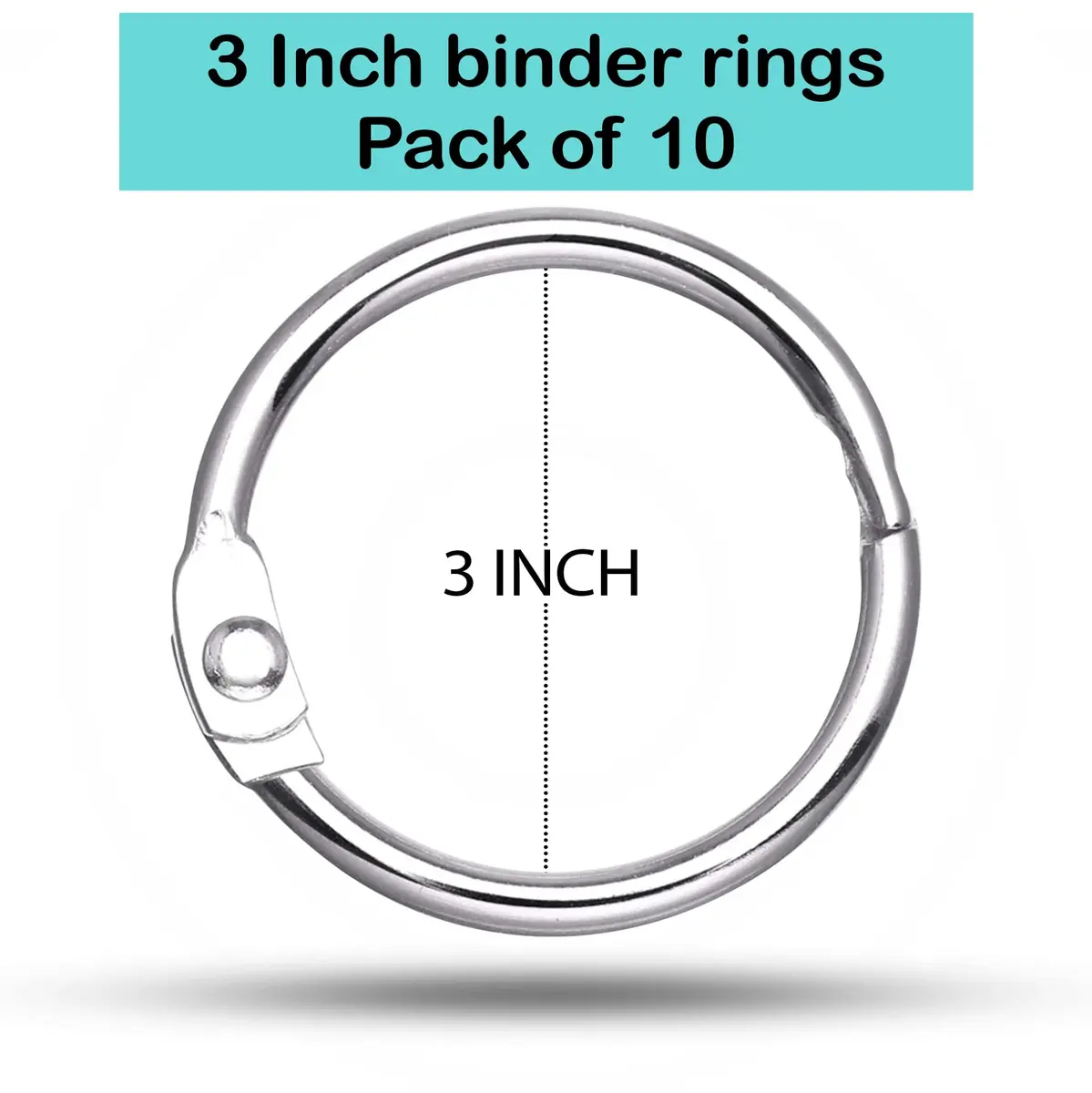 EXTRIC Binder Rings 3 Inch Metal Book Rings 10 PK | Heavy Duty, Rust-Resistant for Office & School - view 2