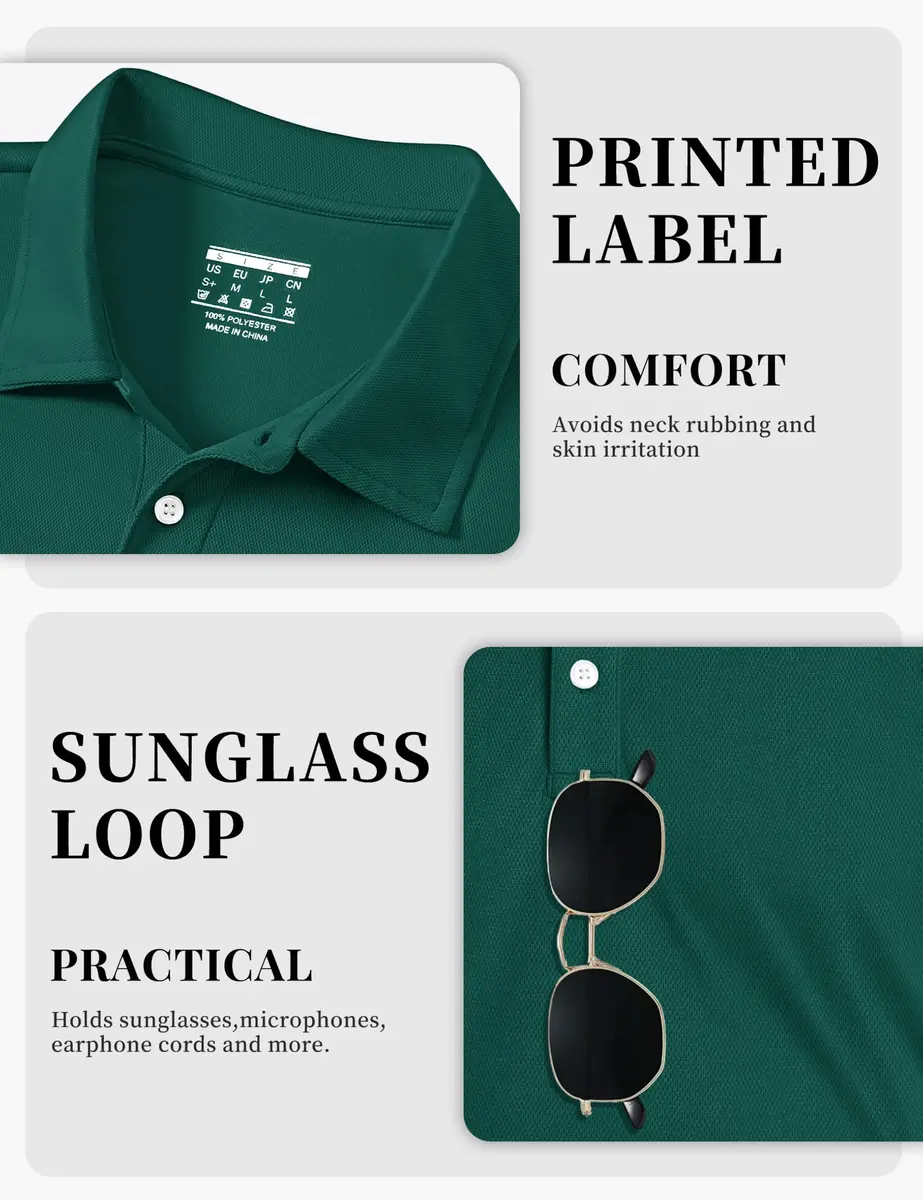TACVASEN Mens Polo Shirt Short Sleeve Dry Fit Golf Collar Shirt | Lightweight, Breathable & Quick-Dry - view 7